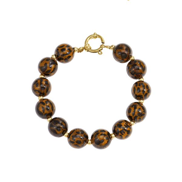 Armband Big Beads Leopard