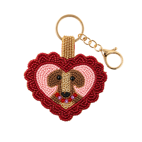 Sleutelhanger Kralen Hond - Roze Rood