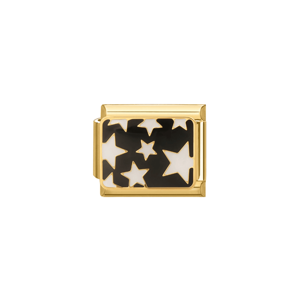 Italian Charm Sterren Zwart Wit Goud - 1 Stuk