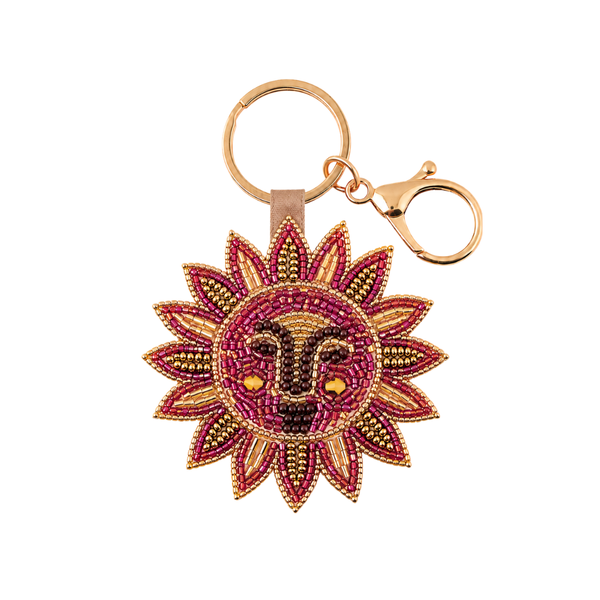 Sleutelhanger Kralen Zon - Roze Goud