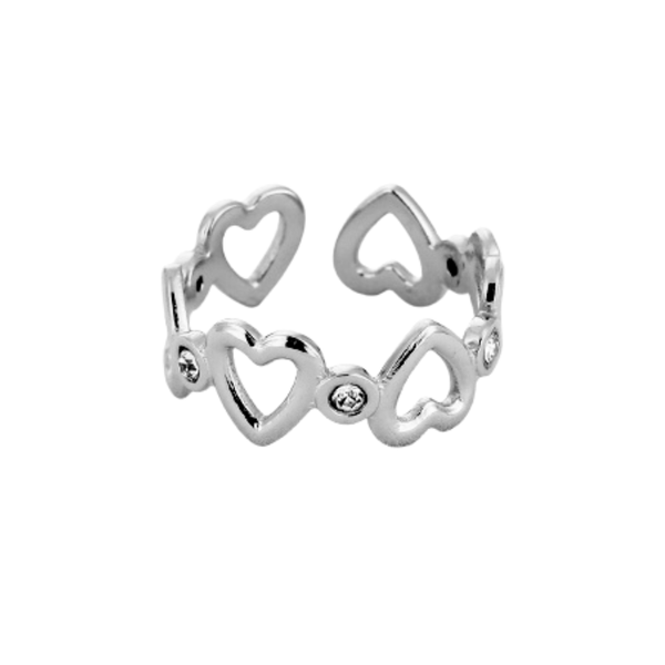 Ring Row Of Hearts And Stones