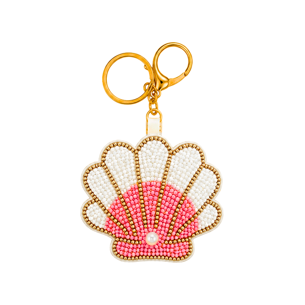 Sleutelhanger Kralen Schelp - Roze Wit