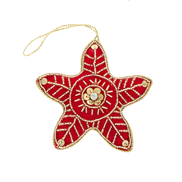 Decoratie Hanger Stof - Ster Rood