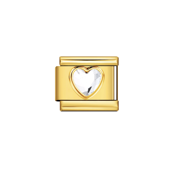 Italian Charm Hartje Zirkonia Goud - 1 Stuk
