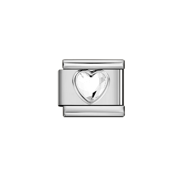 Italian Charm Hartje Zirkonia Zilver - 1 Stuk