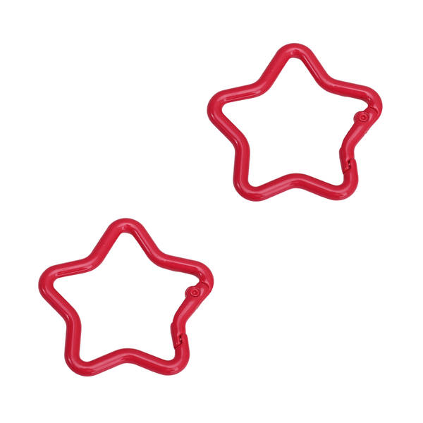 Sleutelhanger Ring Ster 42mm Rood - 1 Stuk