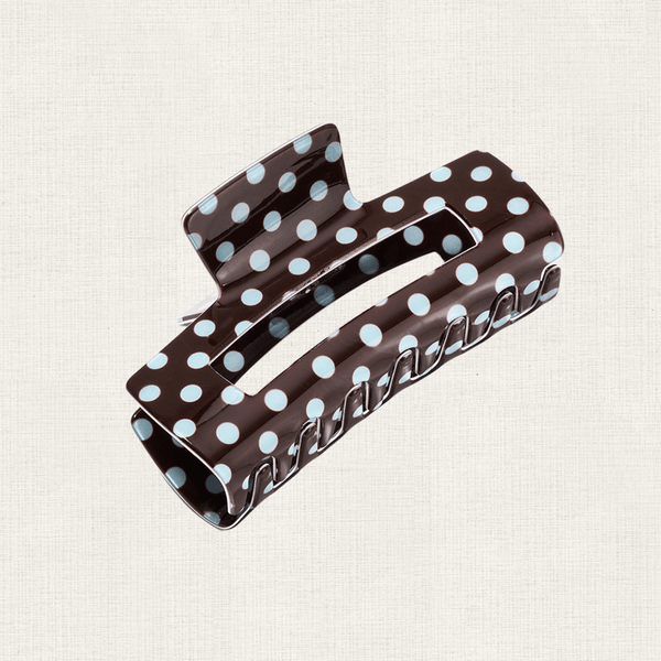 Haarclip Rectangle Polka Dot Bruin Blauw