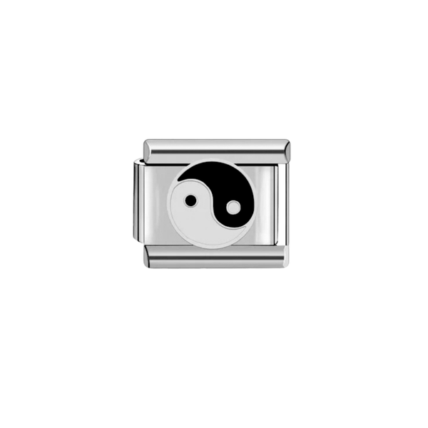 Italian Charm Yin Yang Zwart Wit Zilver - 1 Stuk