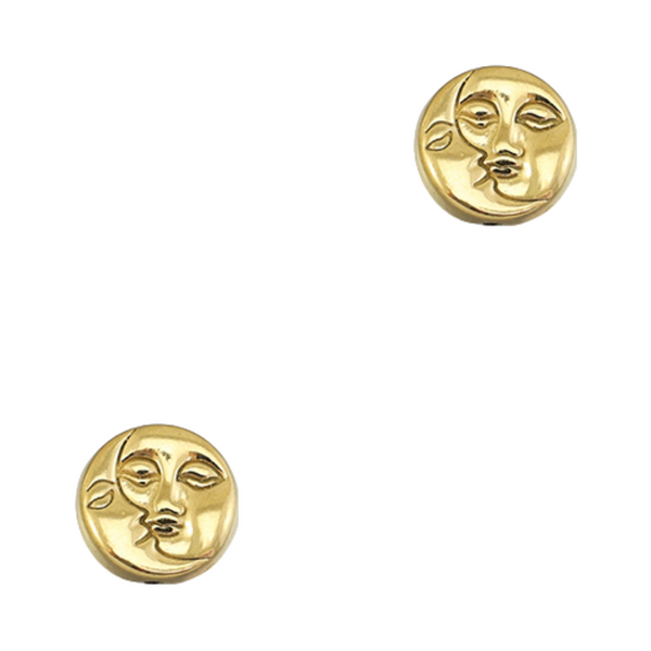 Metalen Kraal (Stainless steel) Maan En Zon Gezicht 12.5x13mm Goud - 1 stuk