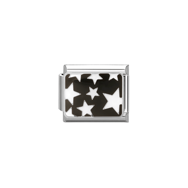 Italian Charm Sterren Zwart Wit Zilver - 1 Stuk