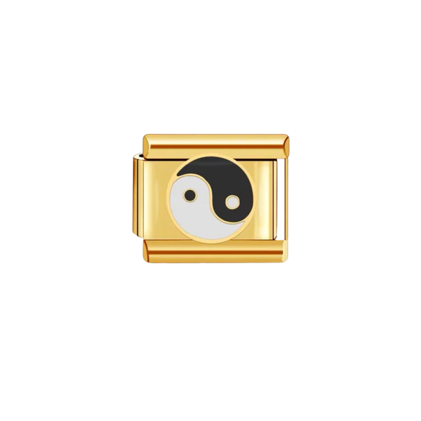Italian Charm Yin Yang Zwart Wit Goud - 1 Stuk