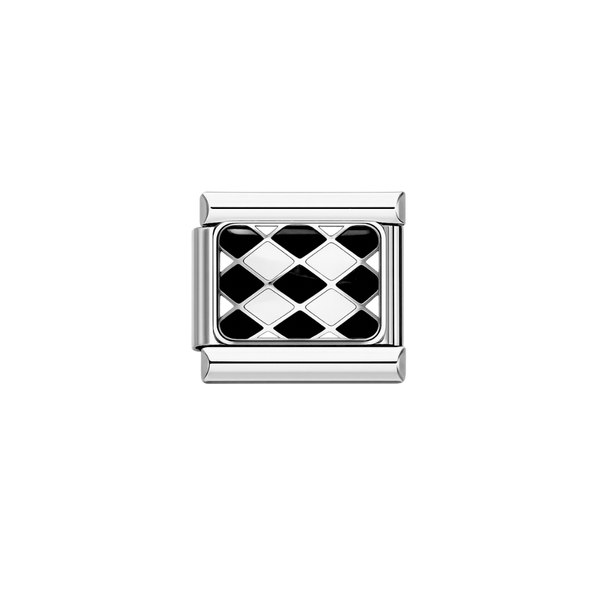 Italian Charm Blokjes Zwart Wit Zilver - 1 Stuk