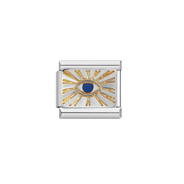Italian Charm Oog Blauw Zilver - 1 Stuk