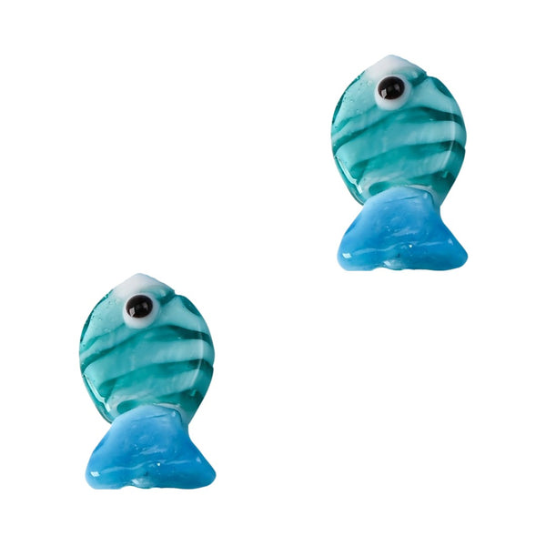 Glaskraal 21mm Vis Transparant Blauw  - 1 stuk