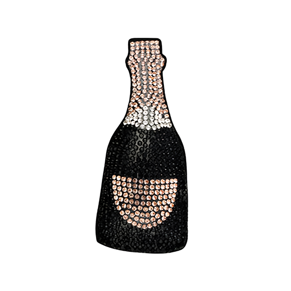 Statement Hanger Champagne Fles Glitter 9cm Beige Zwart - 1 Stuk