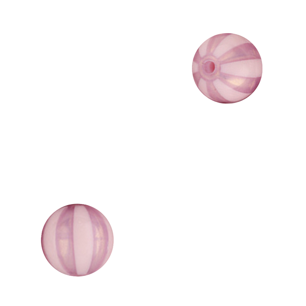 12mm Acryl Kralen Strepen Vintage Roze - 1 stuk