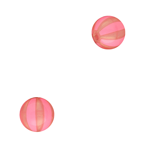 12mm Acryl Kralen Strepen Koraal Roze - 1 stuk