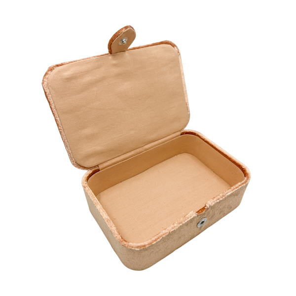 Opbergdoosje Velvet Met Bloemen Beige