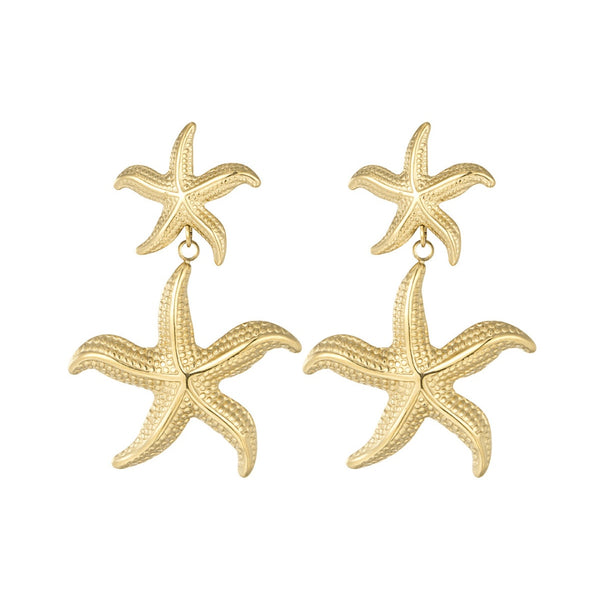 Oorbellen Stud Double Starfish