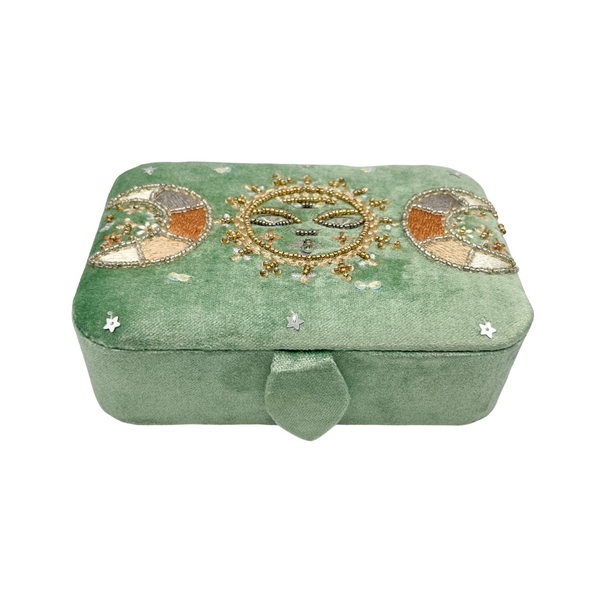 Opbergdoosje Velvet Maan en Zon Groen