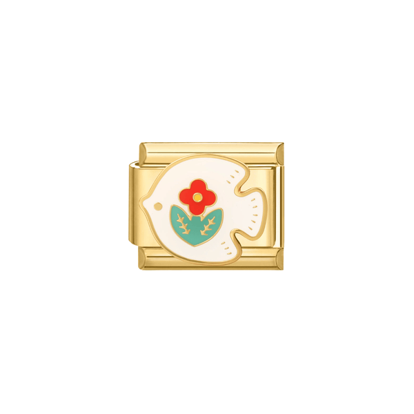 Italian Charm Vogeltje Duif Goud - 1 Stuk