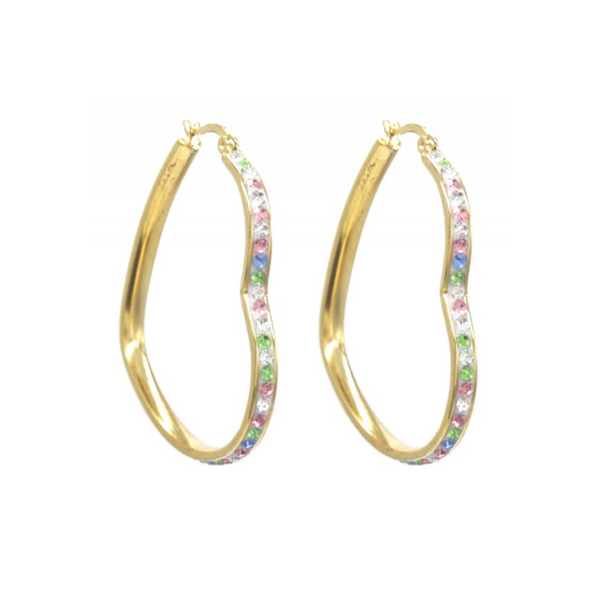 Earrings Hoop Rainbow Crystal Heart