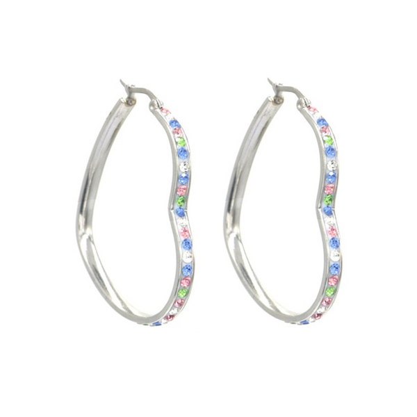 Earrings Hoop Rainbow Crystal Heart