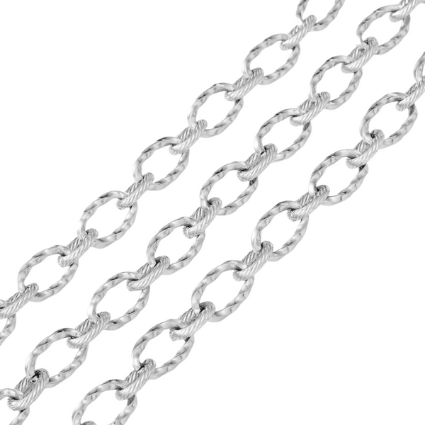 Jasseron (stainless steel) Link Twist 7x11.5mm Zilver (per 20cm)