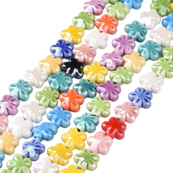 Ceramic Bead Flower Multi 12mm