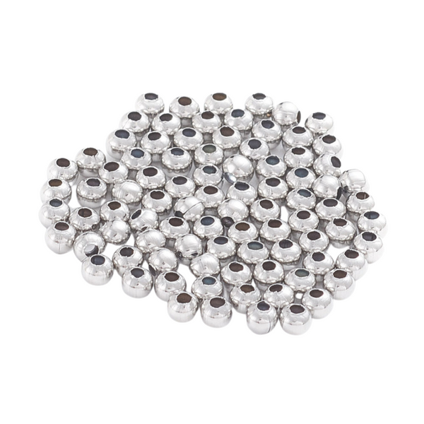 Metal Beads (stainless steel) 3mm Silver - 20 pieces