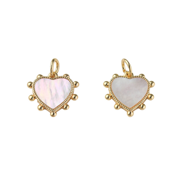 DQ Charm Heart With Shell Gold