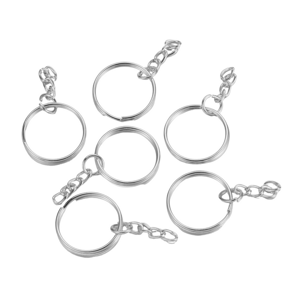 Sleutelhanger Rond Met Ketting 25mm Zilver - 1 stuk