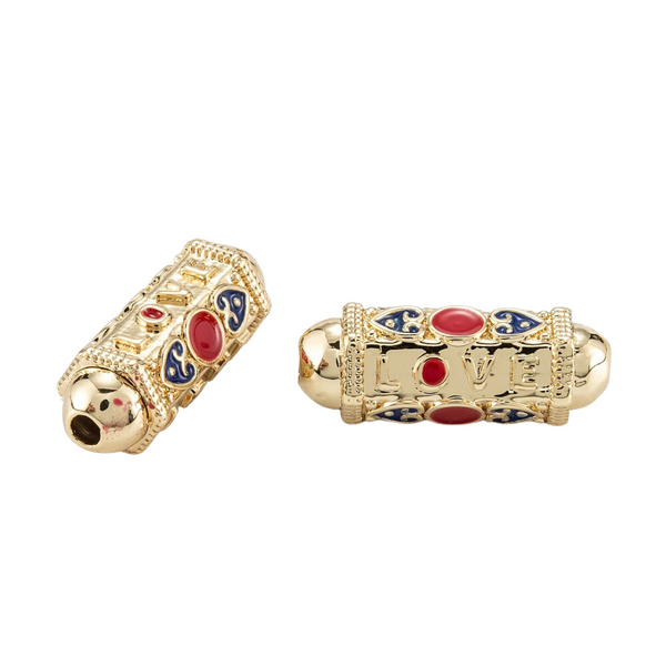 DQ Bedel Message Bead Love Blue Red Goud