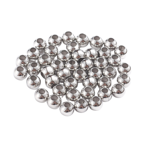 Metal Beads (stainless steel) 4mm Silver - 20 pieces