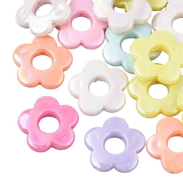 Acrylic Bead Flower Connector Pastel Shine Mix 18x19mm