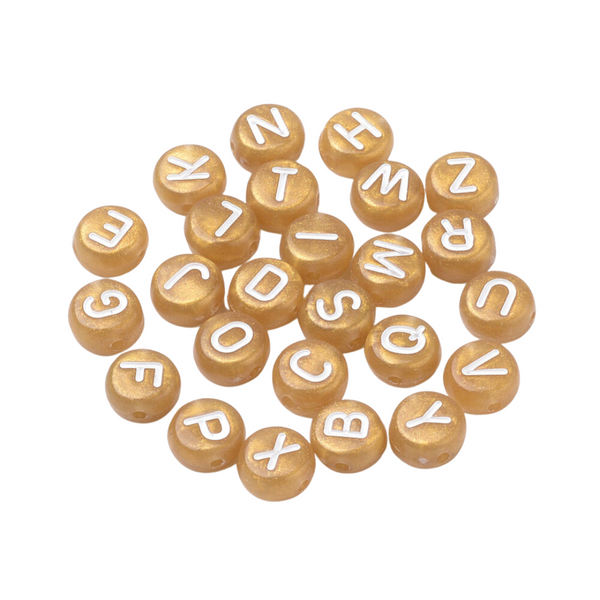 Letter Beads Acrylic Mix Gold-White ± 200 pieces
