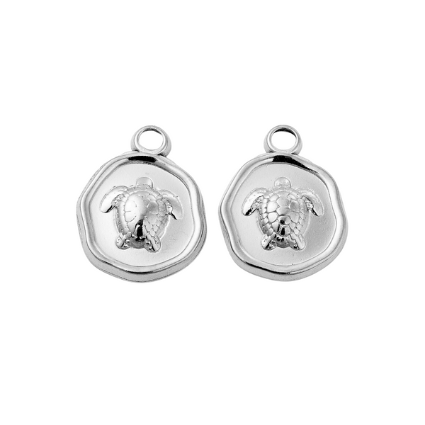 Charm Stamp Turtle (Stainless Steel) Silver