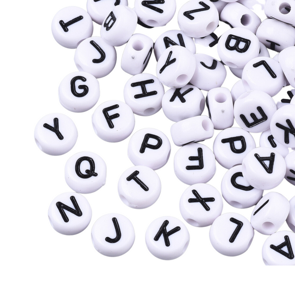 Letter Beads Acrylic Mix White-Black ± 200 pieces