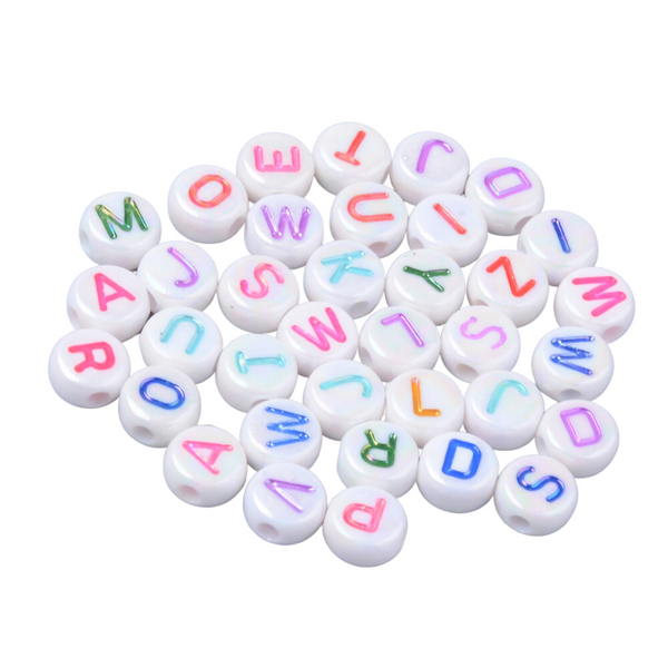 Letter Beads Acrylic Mix White Shine - Multi ± 200 pieces
