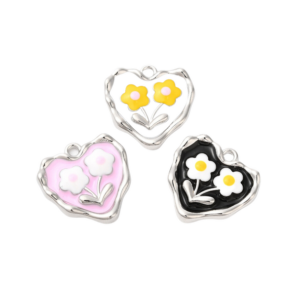 BQ Bedel Hart Met Bloemen Multi Zilver - 1 stuk