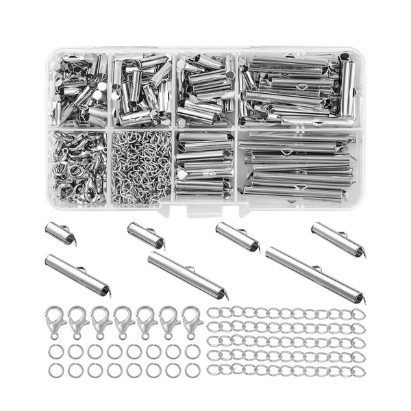 Beads Discount Set Slide End Caps Silver