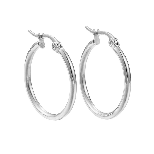 Earrings Creoles Stainless Steel hoop 25mm Silver