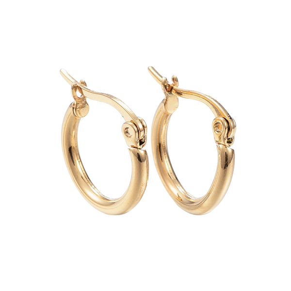 Earrings Creoles Stainless Steel hoop 15mm Gold