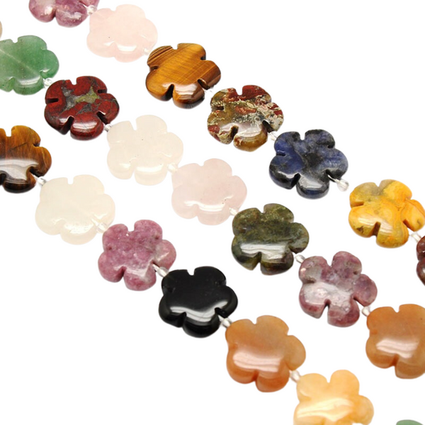 15mm Natural Stone Bead Flower Mix