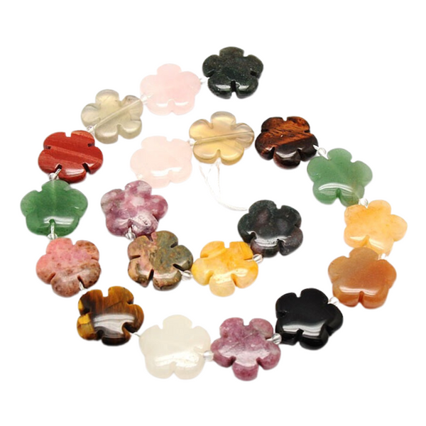 15mm Natural Stone Bead Flower Mix