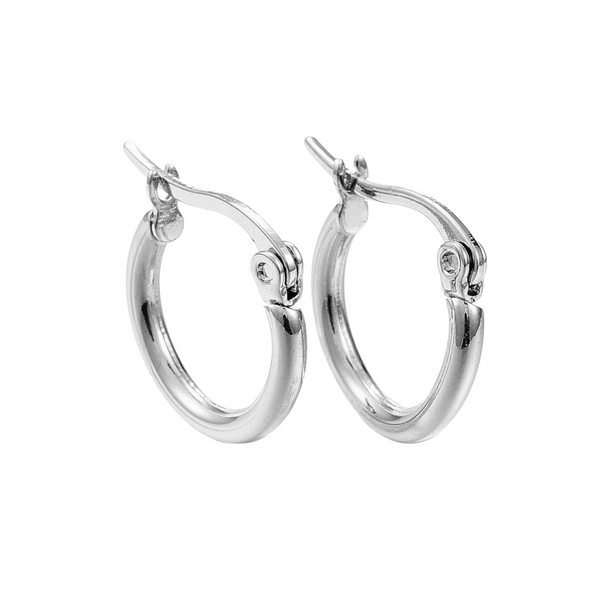 Earrings Creoles Stainless Steel hoop 15mm Silver