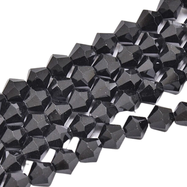 Top Faceted Beads Bicone 6mm Black - 46 pcs