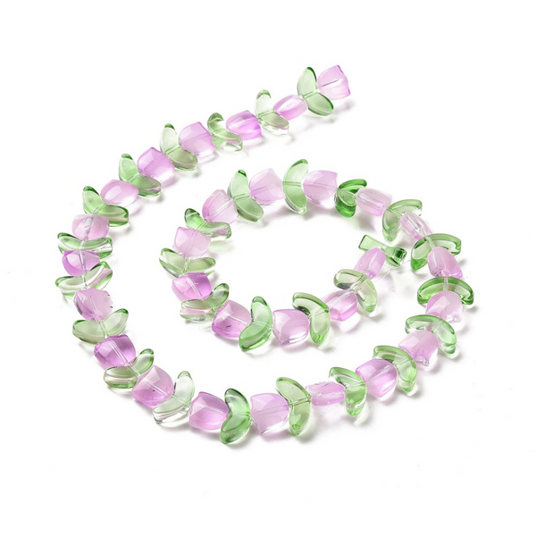 Glass Bead Set Tulip Lilac Green