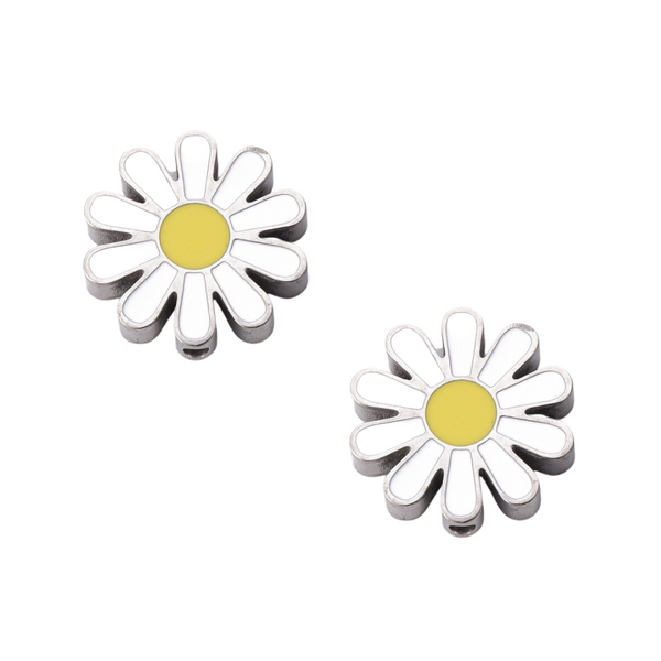 Metal Bead (stainless steel) Daisy Silver