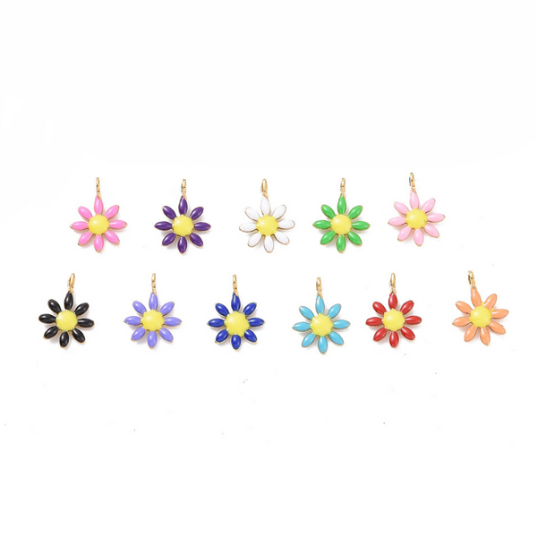 Charm Flower Pendant Colored (Stainless Steel) Gold